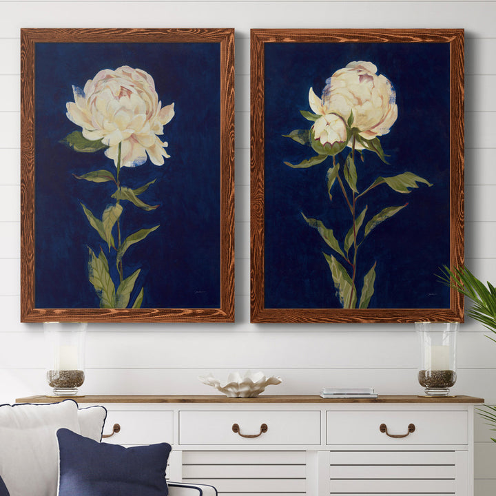PRETTY AS A PEONY I - 2 Piece Picture Frame Print Set on Canvas Lark Manor™ Frame Color: Maple Framed Size: 37.5" H x 55" W x 1.5" D