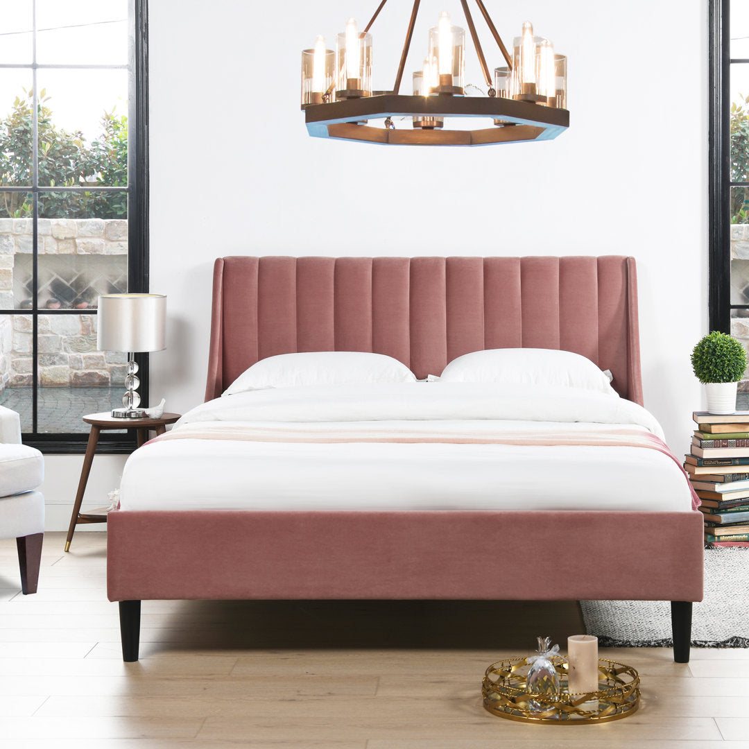 Helaina Tufted Upholstered Low Profile Platform Bed Wade Logan® Color: Ash Rose Velvet Size: Queen
