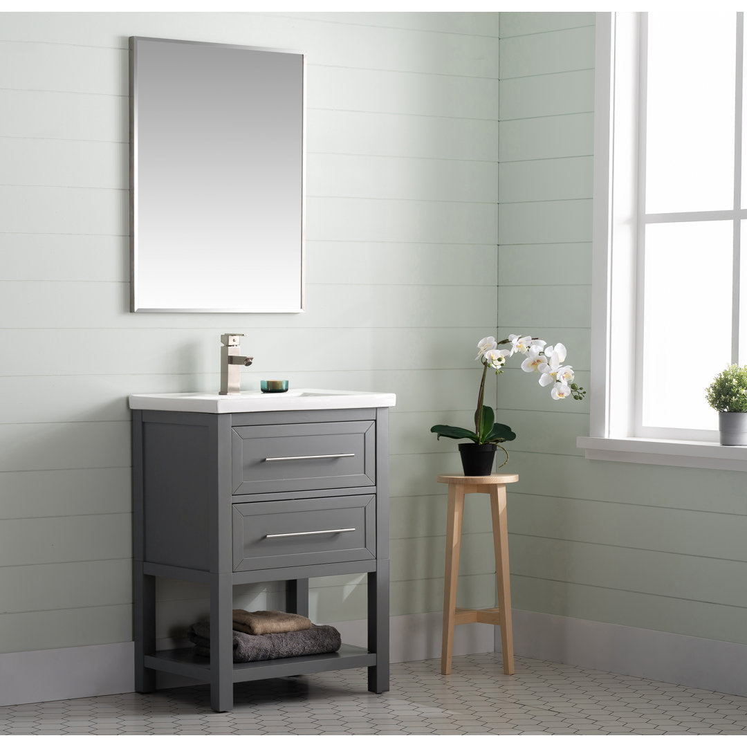 Bickley 24" Single Bathroom Vanity with Ceramic Top Beachcrest Home™ Base Finish: Gray