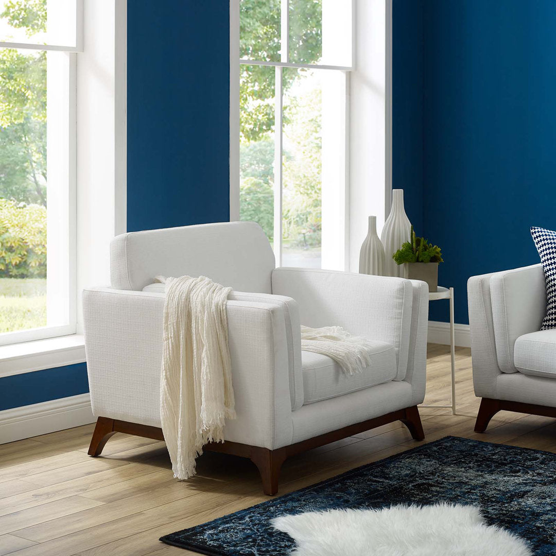 Bartouille Upholstered Fabric Armchair Union Rustic Fabric: White Polyester