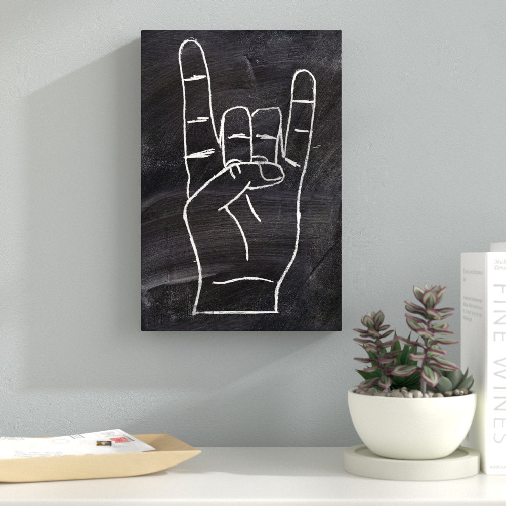 Rock On by Oliver Gal - Graphic Art Print Ebern Designs Size: 24" H x 16" W x 0.75" D Format: Wrapped Canvas