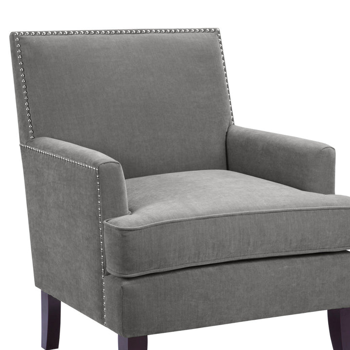 Colton Nailhead Club Chair Three Posts™ Upholstery Color: Gray Polyester