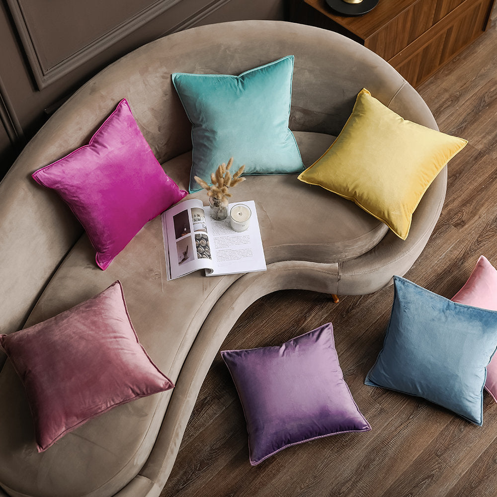 Square Velvet Pillow Cover & Insert WARISI Color: Teal Size: 20" H x 20" W x 5" D