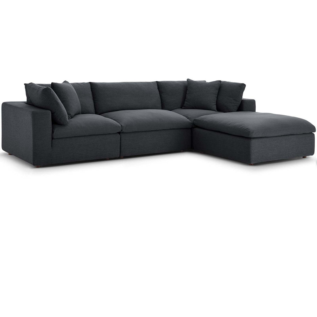 Modway Copper Grove Hrazdan Down-filled 4-piece Sectional Sofa Set Modway Body Fabric: Gray