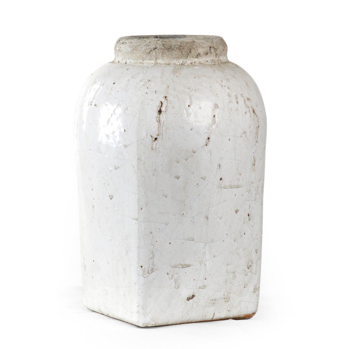 White Indoor / Outdoor Stoneware Table Vase Zentique Size: 11" H x 7.5" W x 7.5" D