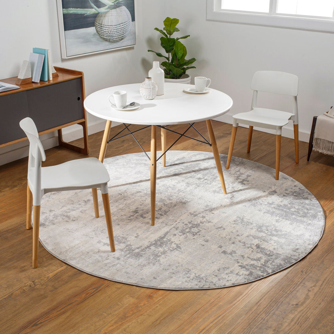 Griffiths Abstract Gray/Cream Area Rug Trent Austin Design® Rug Size: Round 5'3"