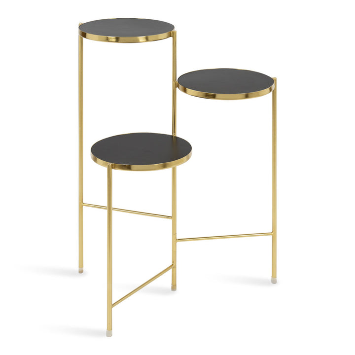 Logan Square Round Multi-Tiered Solid Wood Plant Stand Mercury Row® Color: Black/Gold