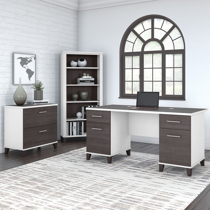 Magomed Executive Desk Gracie Oaks Color: Storm Gray/White