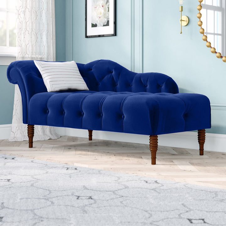Kannon Tufted Right-Arm Chaise Lounge Willa Arlo™ Interiors Fabric: Navy Blue Velvet
