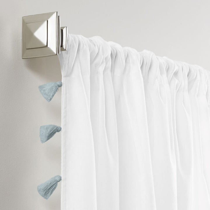 Brackett 100% Cotton Solid Semi-Sheer Rod Pocket Single Curtain Panel Dakota Fields Curtain Color: Blue
