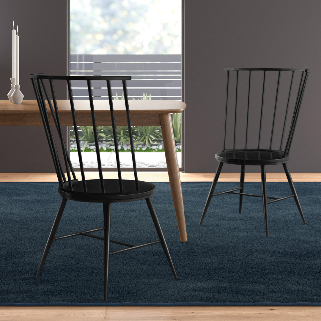 Kennamer Metal Slat Back Side Chair (Set of 2) Laurel Foundry Modern Farmhouse® Color: Black