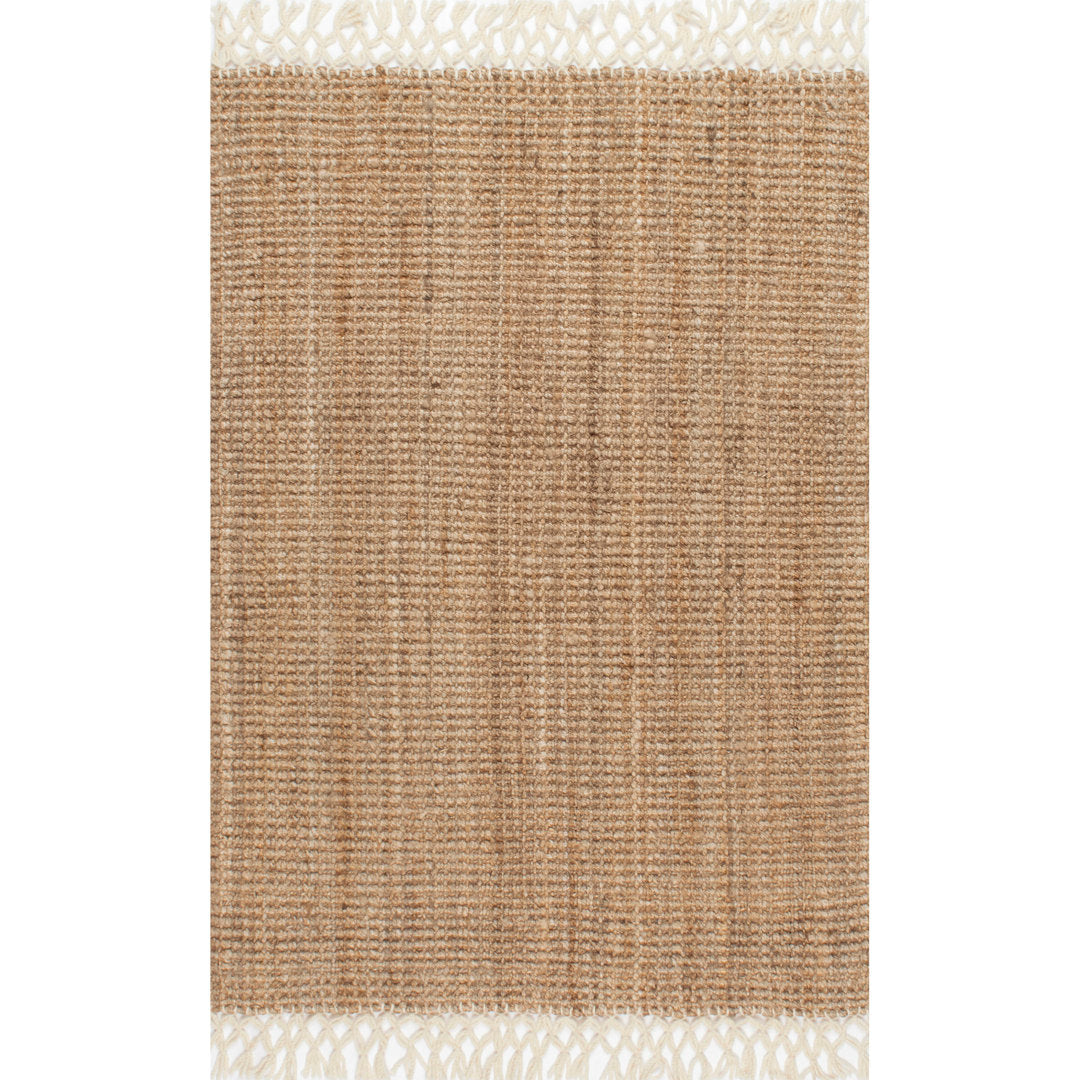 Werts Handmade Tufted Farmhouse Jute Tasseled Brown Rug Bay Isle Home™ Rug Size: Rectangle 3' x 5'