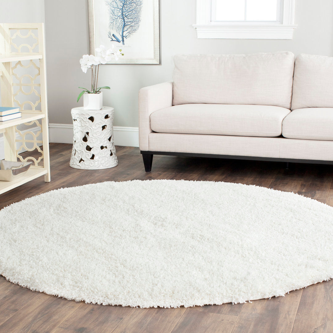 Assar White Area Rug Wade Logan® Rug Size: Round 9'