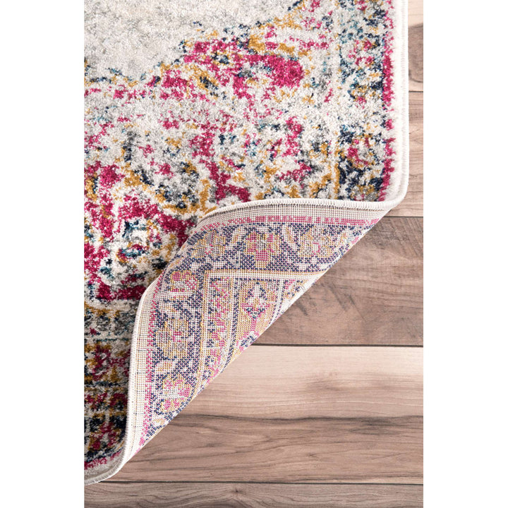 Mcalmont Medallion Power Loomed Performance Pink/Fuchsia Rug Bungalow Rose Rug Size: Round 5'