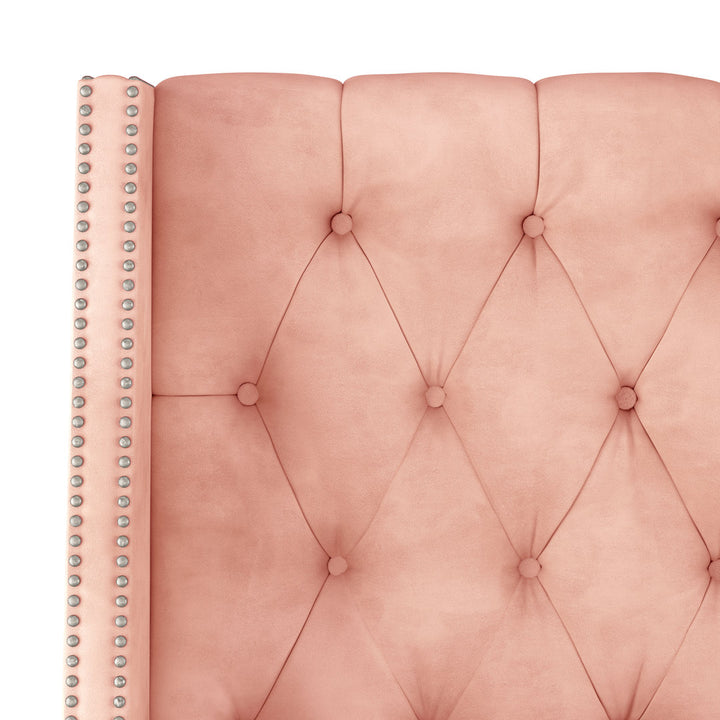 Annabel Upholstered Wingback Bed Kelly Clarkson Home Size: Full Body Fabric: Classic Blush Performance Velvet