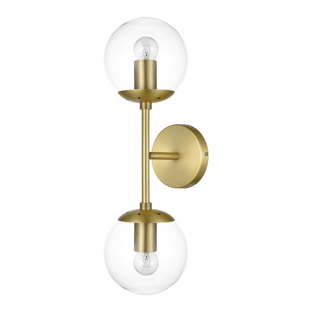 Cournoyer 2-Light Dimmable Wallchiere George Oliver Shade Color: Clear Finish: Brushed Brass