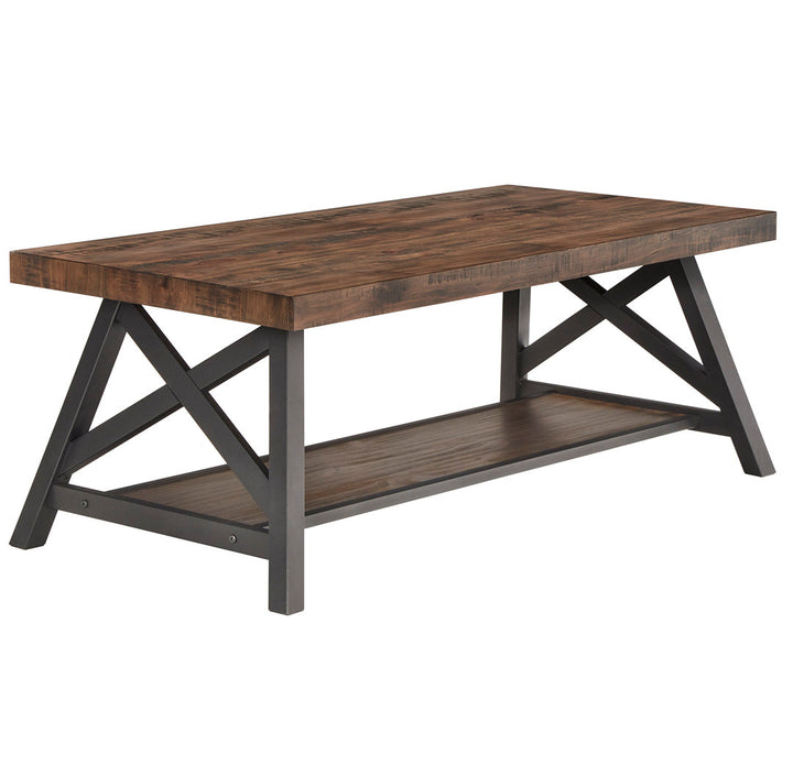 Isakson Trestle Coffee Table with Storage Laurel Foundry Modern Farmhouse® Table Top Color: Brown