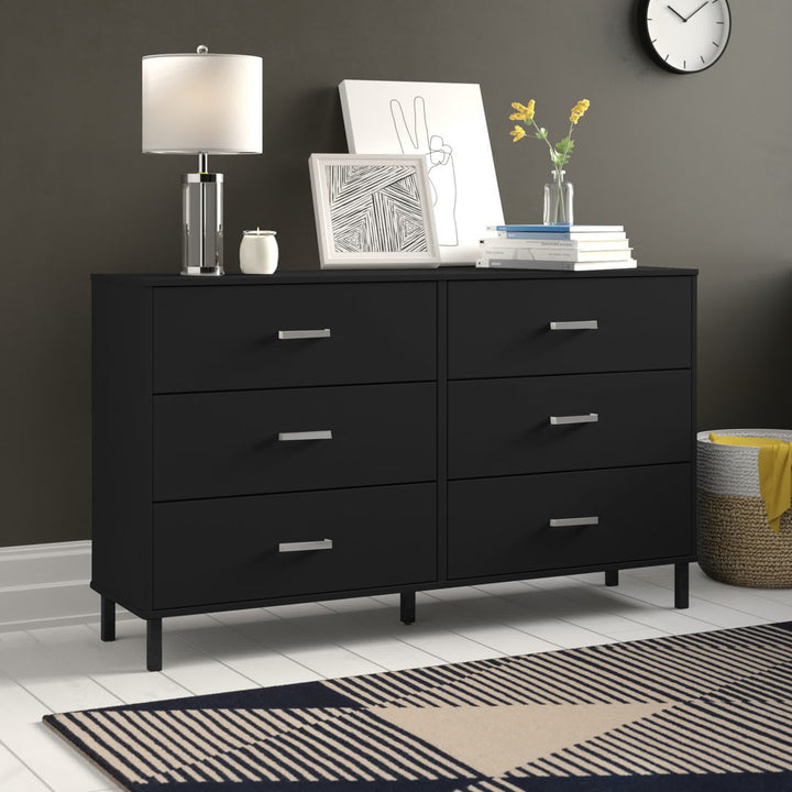 Alexei 6 Drawer 58.5" W Double Dresser Zipcode Design™ Color: Black