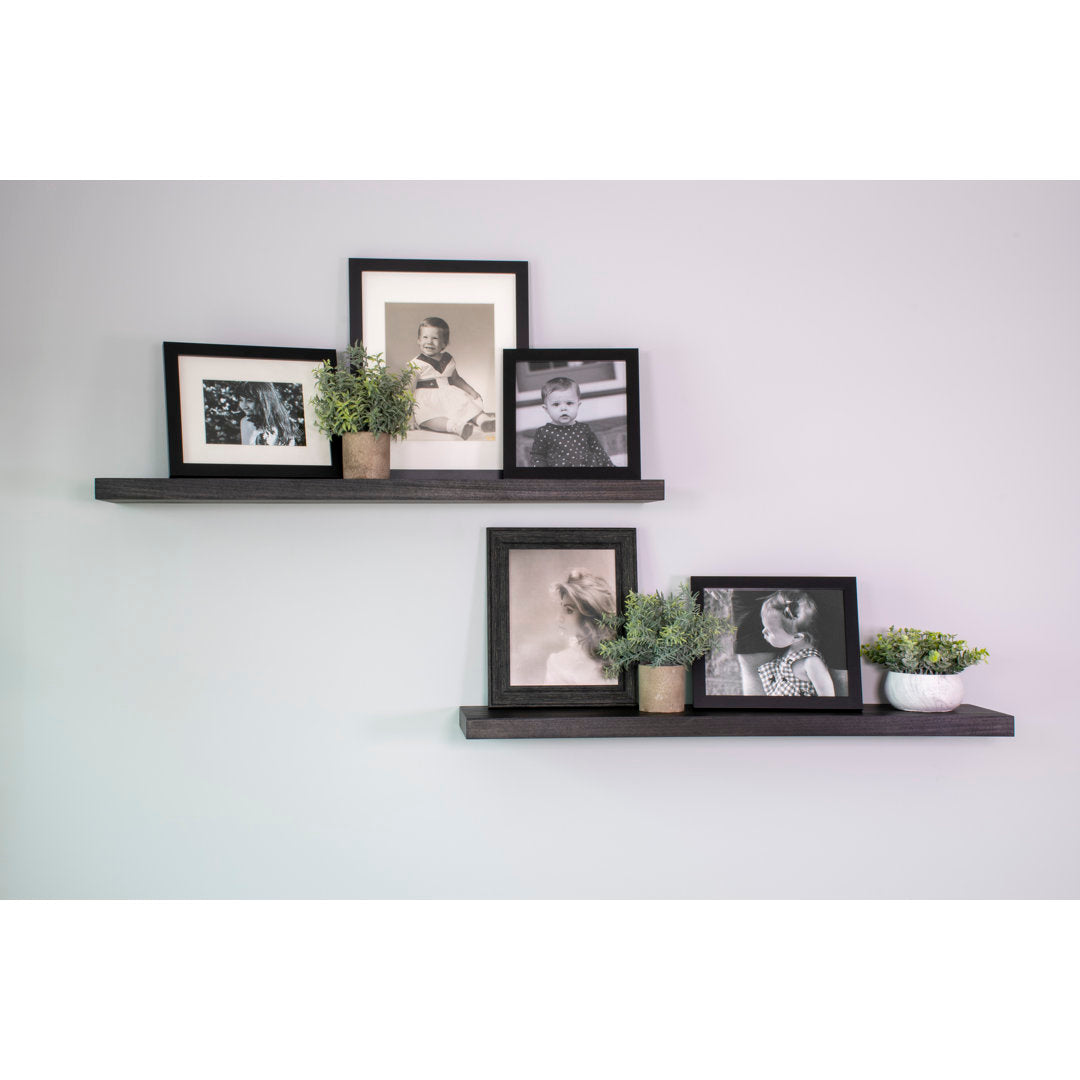 Bridgecliff 2 Piece Poplar Solid Wood Floating Shelf (Set of 2) Rosalind Wheeler Size: 1.38" H x 36" W x 10" D Finish: Midnight