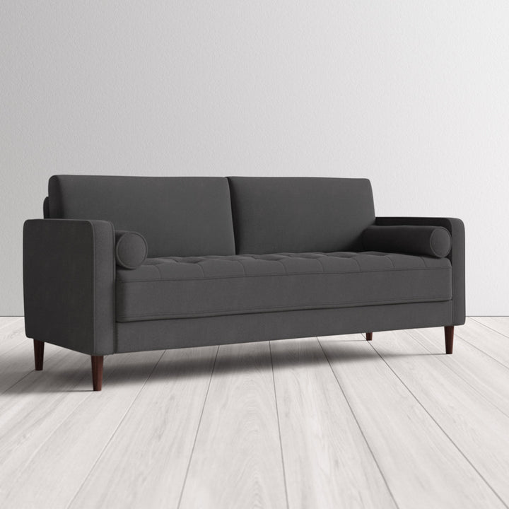Garren 75.6'' Square Arm Tufted Sofa Mercury Row® Fabric: Heather Grey Linen