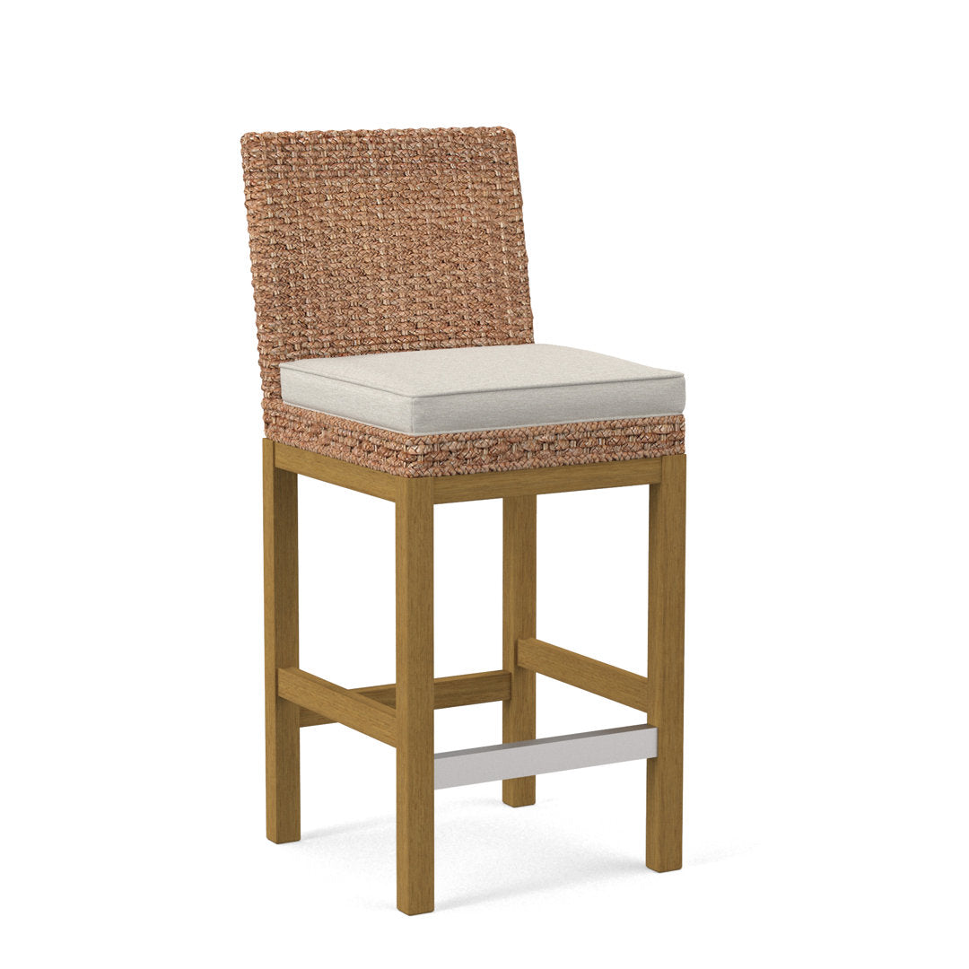 Seagrass Top Counter Stool Braxton Culler Leg Color: Honey Finish Body Fabric: Light Blue and White Stripe; 0256-54
