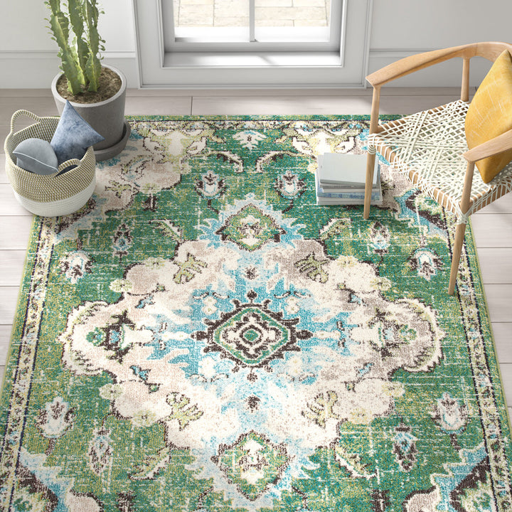 Shanna Oriental Green Area Rug Mistana™ Rug Size: Rectangle 10' x 14'