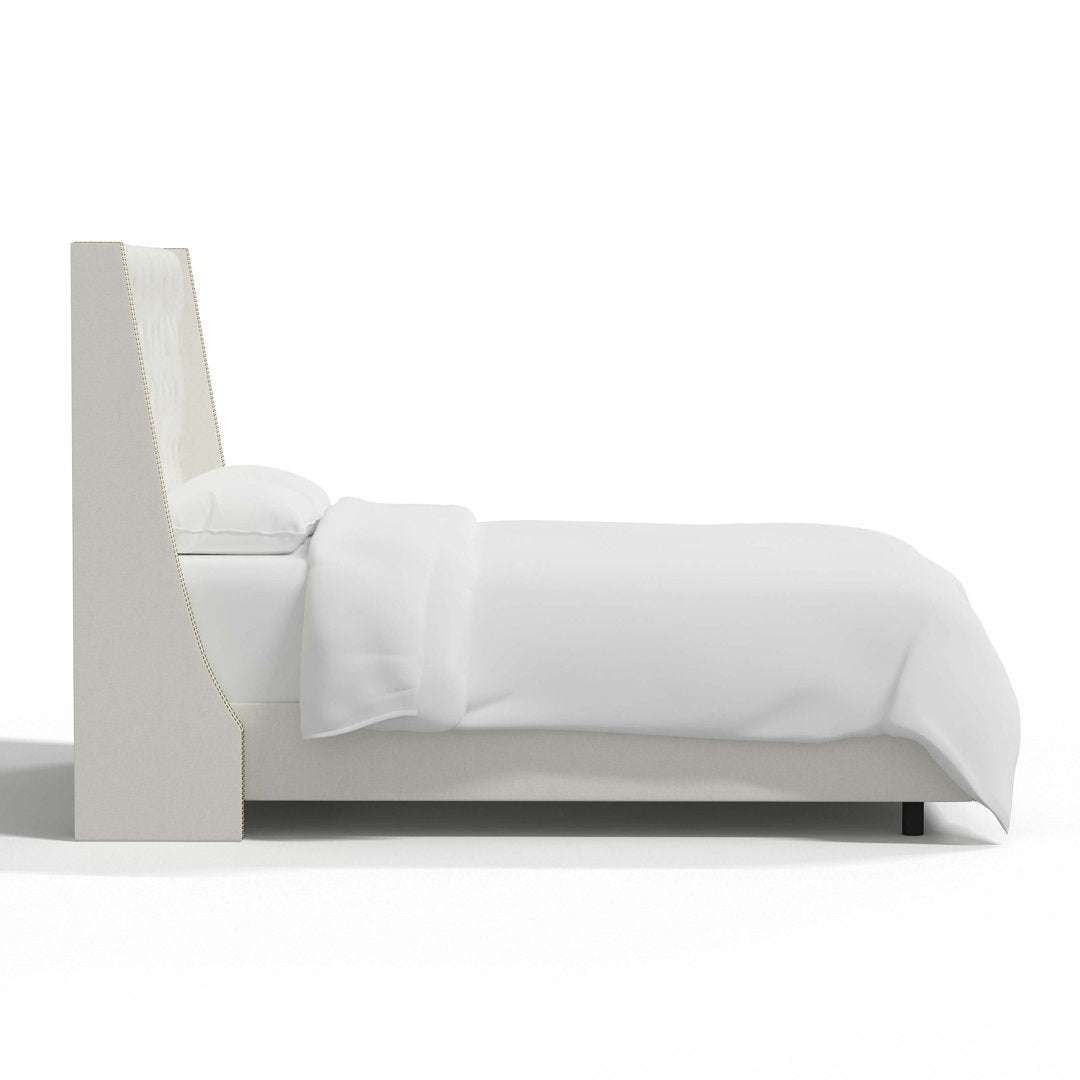 Annabel Upholstered Wingback Bed Kelly Clarkson Home Size: Queen Body Fabric: Zuma White Textured Linen