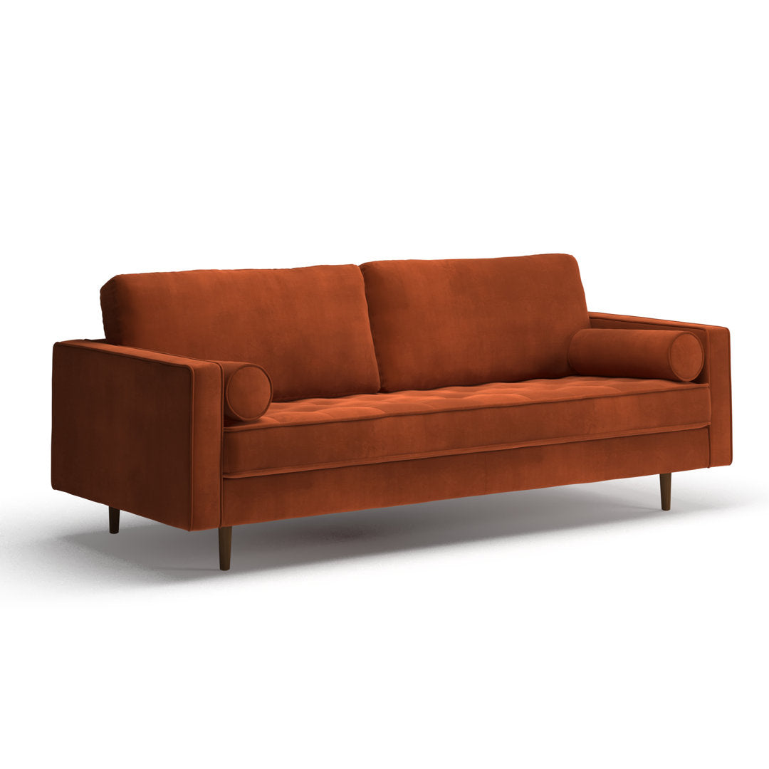 Geo 84" Upholstered Sofa AllModern Fabric: Bella Burnt Orange Performance Velvet