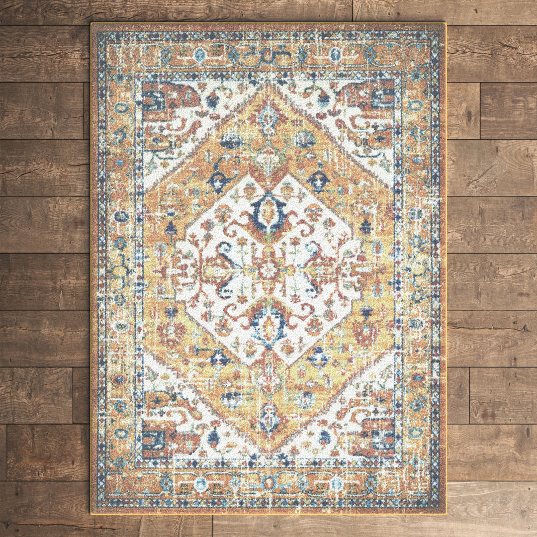 Baylee Oriental Yellow/Ivory Area Rug Kelly Clarkson Home Rug Size: Rectangle 5'3" x 7'3"