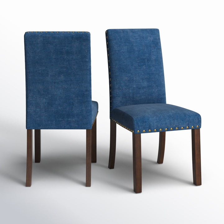 Bontrager Linen Dining Room Parsons Chair (Set of 2) Andover Mills™ Upholstery Color: Blue