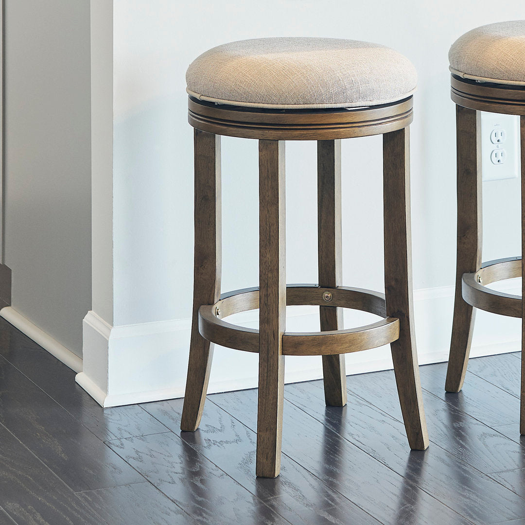 Mcgriff Solid Wood Swivel Backless Counter Height Bar Chair With Footrest Charlton Home® Color: Honeysuckle Seat Height: Counter Stool (26" Seat Height)