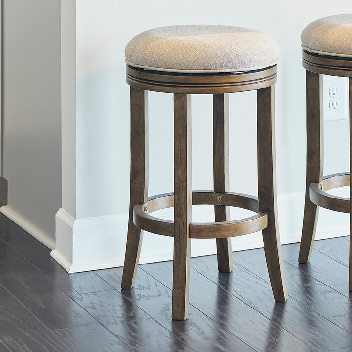 Mcgriff Solid Wood Swivel Backless Counter Height Bar Chair With Footrest Charlton Home® Color: Honeysuckle Seat Height: Counter Stool (26" Seat Height)