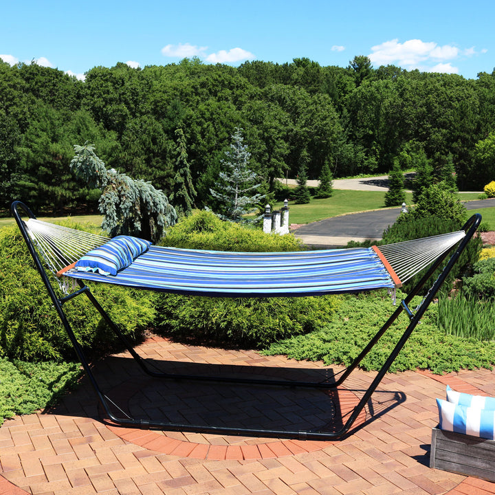 Harrington 2-Person Polyester Spreader Bar Hammock with Stand Arlmont & Co. Color: Misty Beach