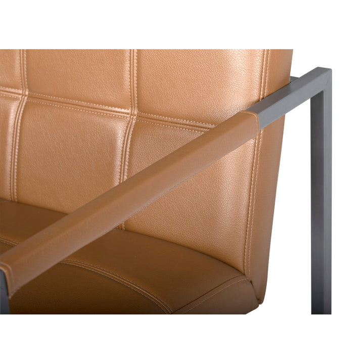 Holbeach 27.5" Wide Tufted Armchair Ivy Bronx Fabric: Caramel Faux Leather