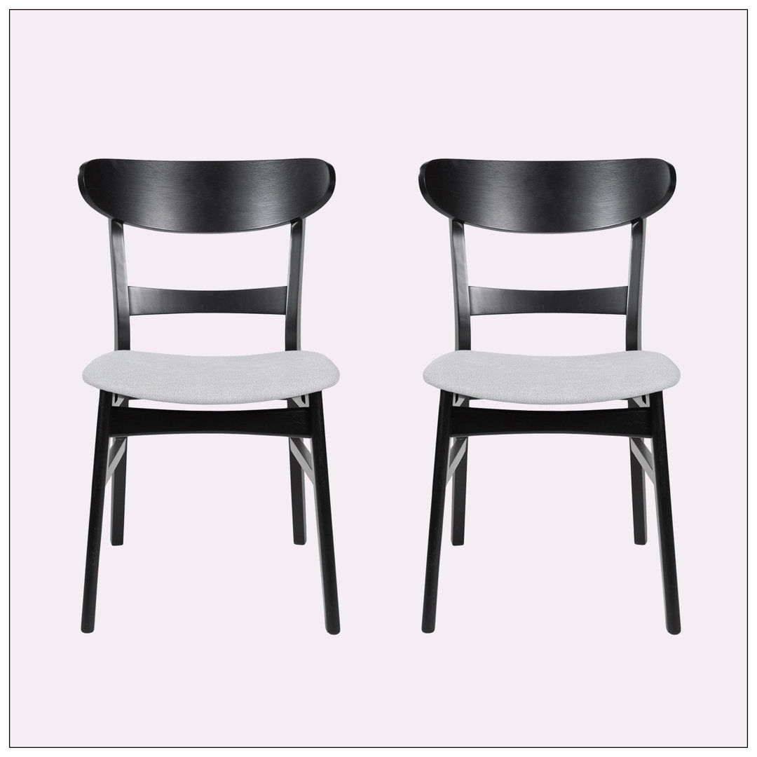 Cambrielle Upholstered Side Chair (Set of 2) Wade Logan® Frame Color: Black, Upholstery Color: Light Beige