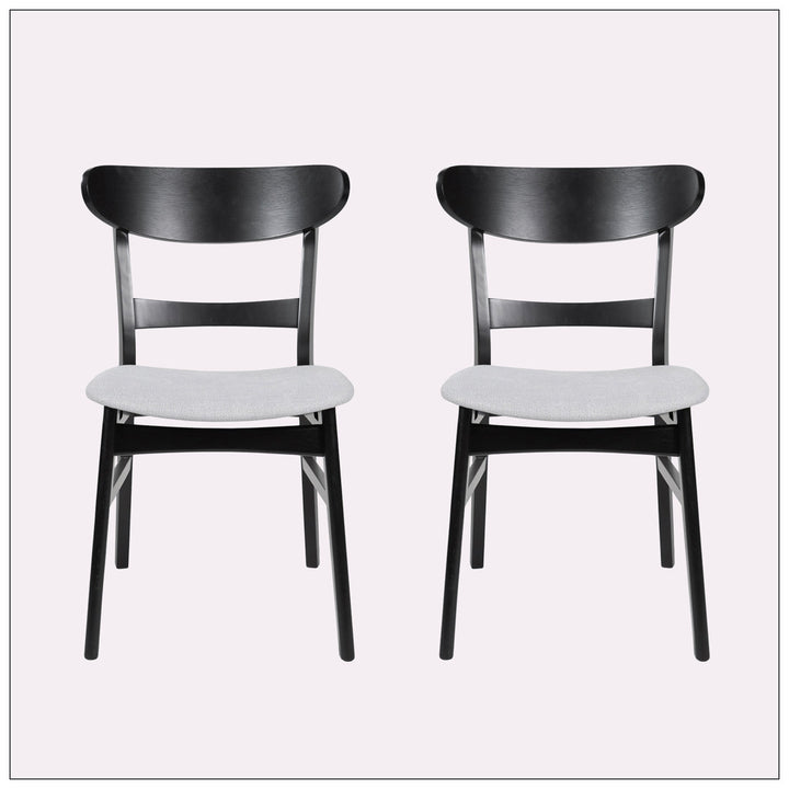 Cambrielle Upholstered Side Chair (Set of 2) Wade Logan® Frame Color: Black, Upholstery Color: Light Beige