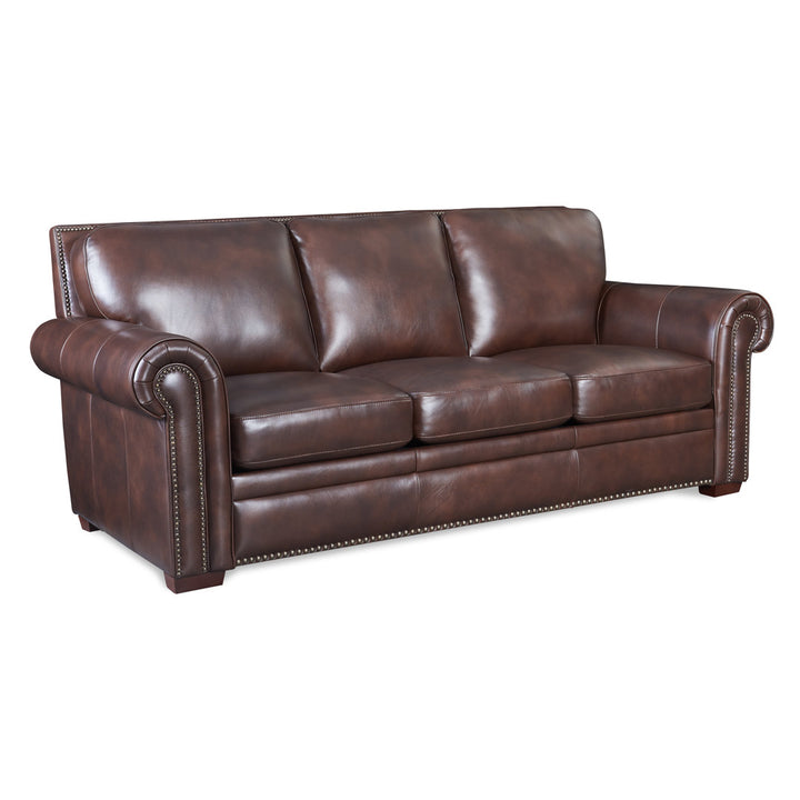 Iwan 90" Genuine Leather Rolled Arm Sofa Canora Grey
