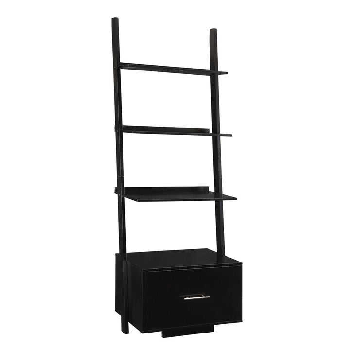 69'' H x 24.75'' W Solid Wood Ladder Bookcase Ebern Designs Color: Black