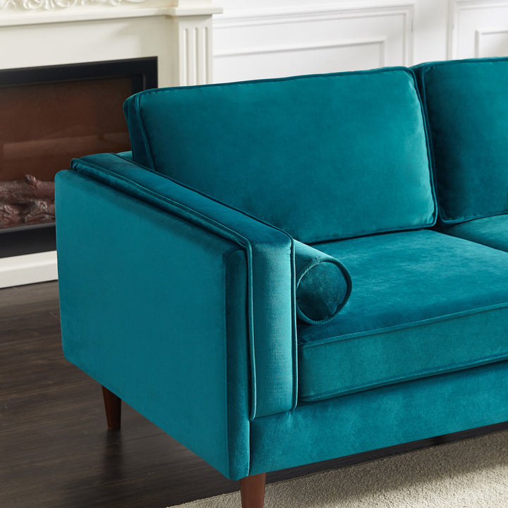 Isaak 105" Wide Symmetrical Corner Etta Avenue™ Fabric: Teal Velvet