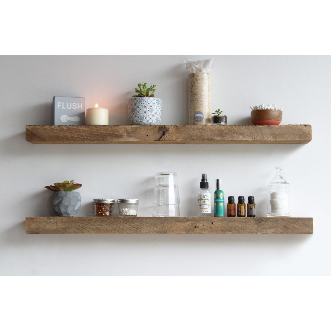 Joao 2 Piece Solid Wood Floating Shelf with Reclaimed Wood Gracie Oaks Size: 2" H x 40" W x 7" D Finish: Natural