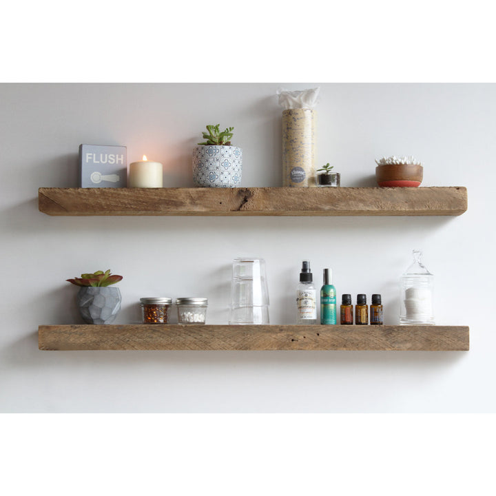 Joao 2 Piece Solid Wood Floating Shelf with Reclaimed Wood Gracie Oaks Size: 2" H x 40" W x 7" D Finish: Natural