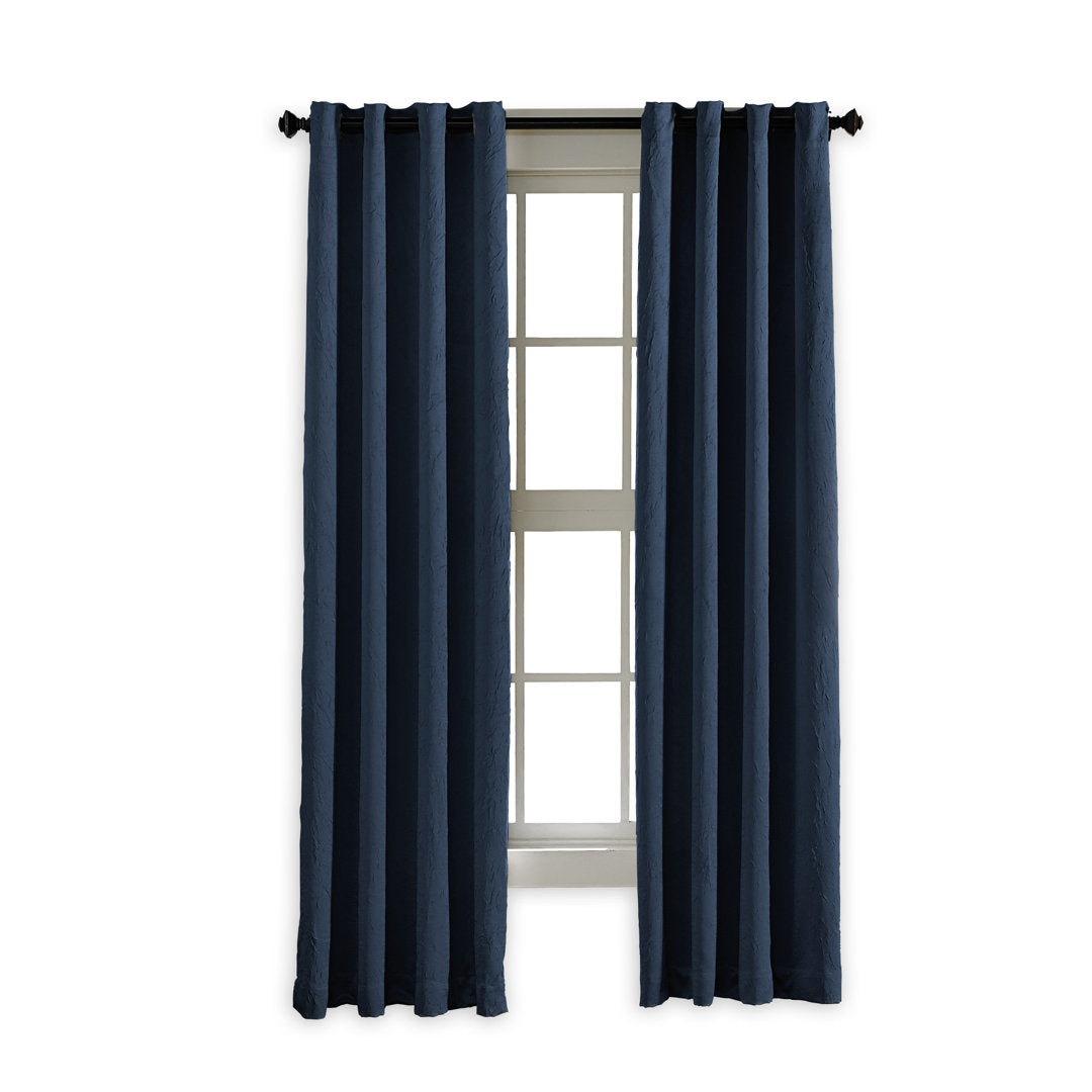 Curtainworks Manzano Solid Color Room Darkening Grommet Curtain Panel Charlton Home® Curtain Color: Navy Size per Panel: 50" W x 108" L