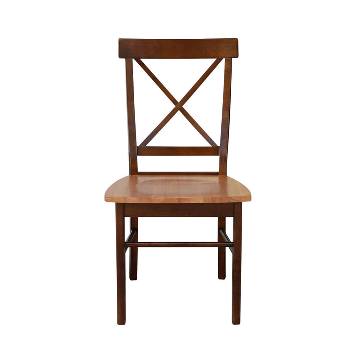 Solid Wood Cross Back Side Chair (Set of 2) August Grove® Color: Cinnamon/Espresso