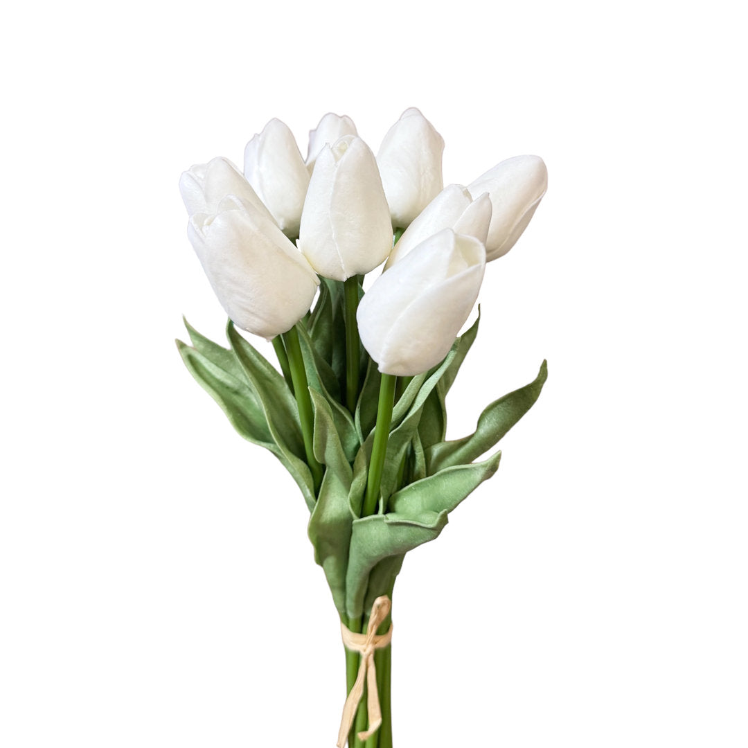 Real Touch Tulip Floral Arrangement Primrue Flower Color: White
