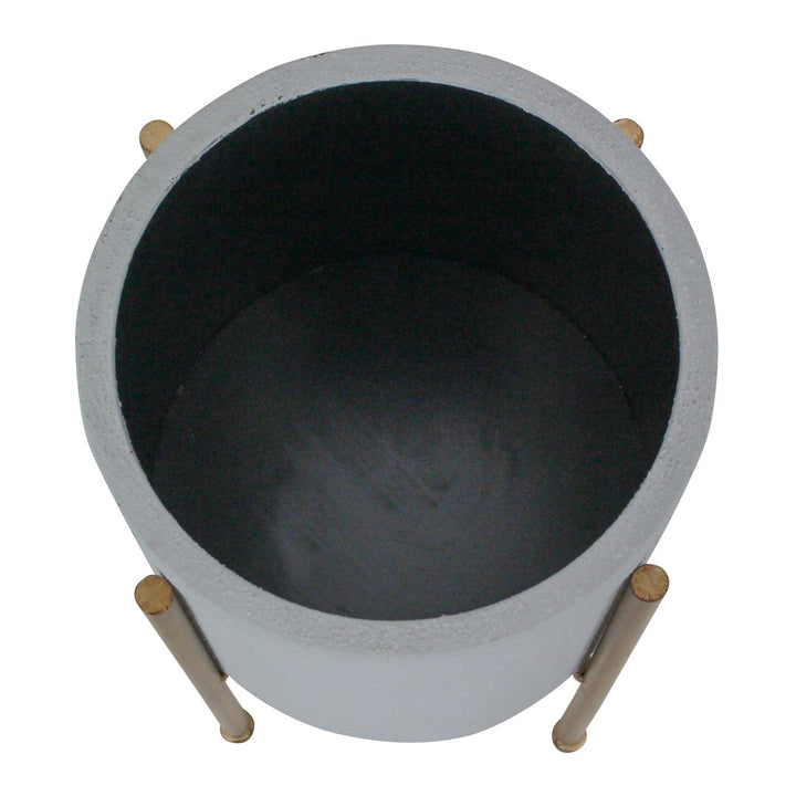 Stacia Round Metal Mid Century Indoor Pot Planter Set Joss & Main Color: Gray/Gold