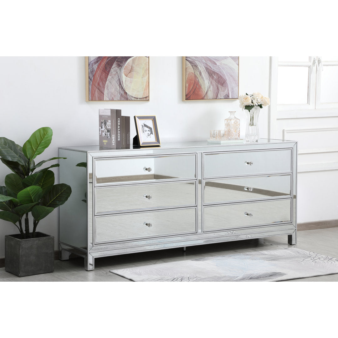 Rotella Mirrored 6 Drawer Double Dresser Everly Quinn Color: Silver