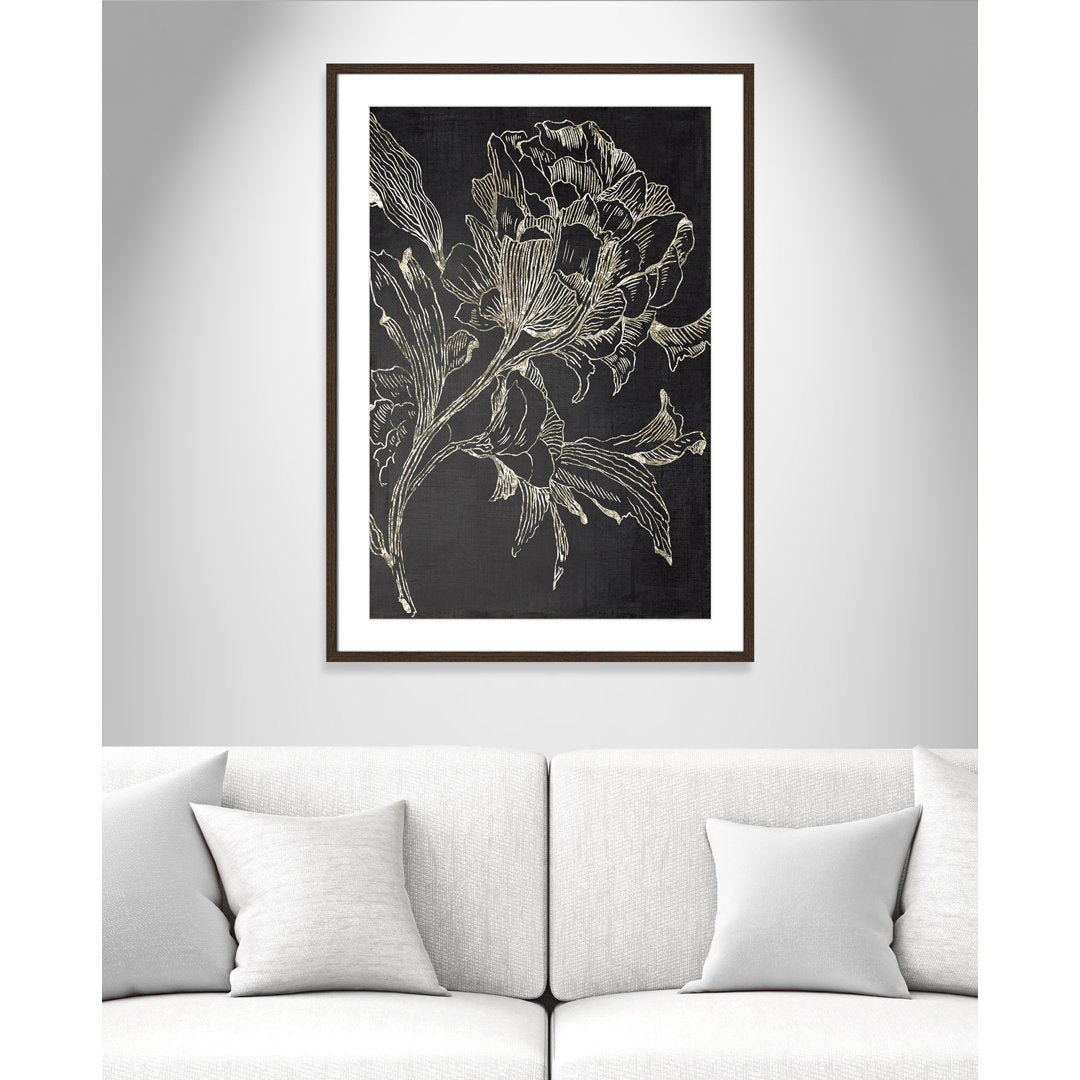 Golden Flower Folklore I by Asia Jensen - Picture Frame Graphic Art Print Joss & Main Size: 41.5" H x 29.5" W Format: Walnut Framed