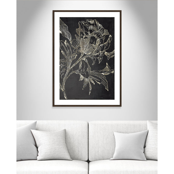Golden Flower Folklore I by Asia Jensen - Picture Frame Graphic Art Print Joss & Main Size: 41.5" H x 29.5" W Format: Walnut Framed
