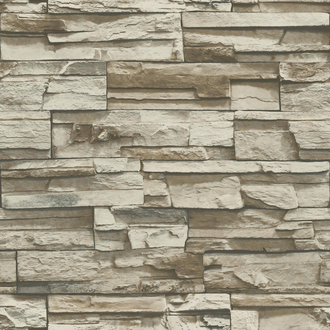 Simonska Stacked Stone 16.5' L x 20.5" W Peel and Stick Wallpaper Roll Lark Manor™