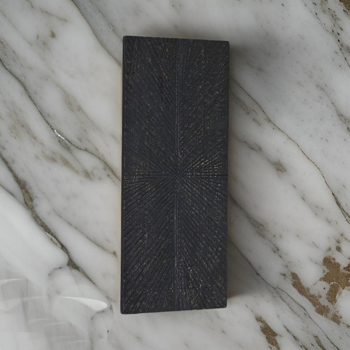 Ernest Wall Decor, Carved Sunburst Design, Wood Panel Benjara Color: Black